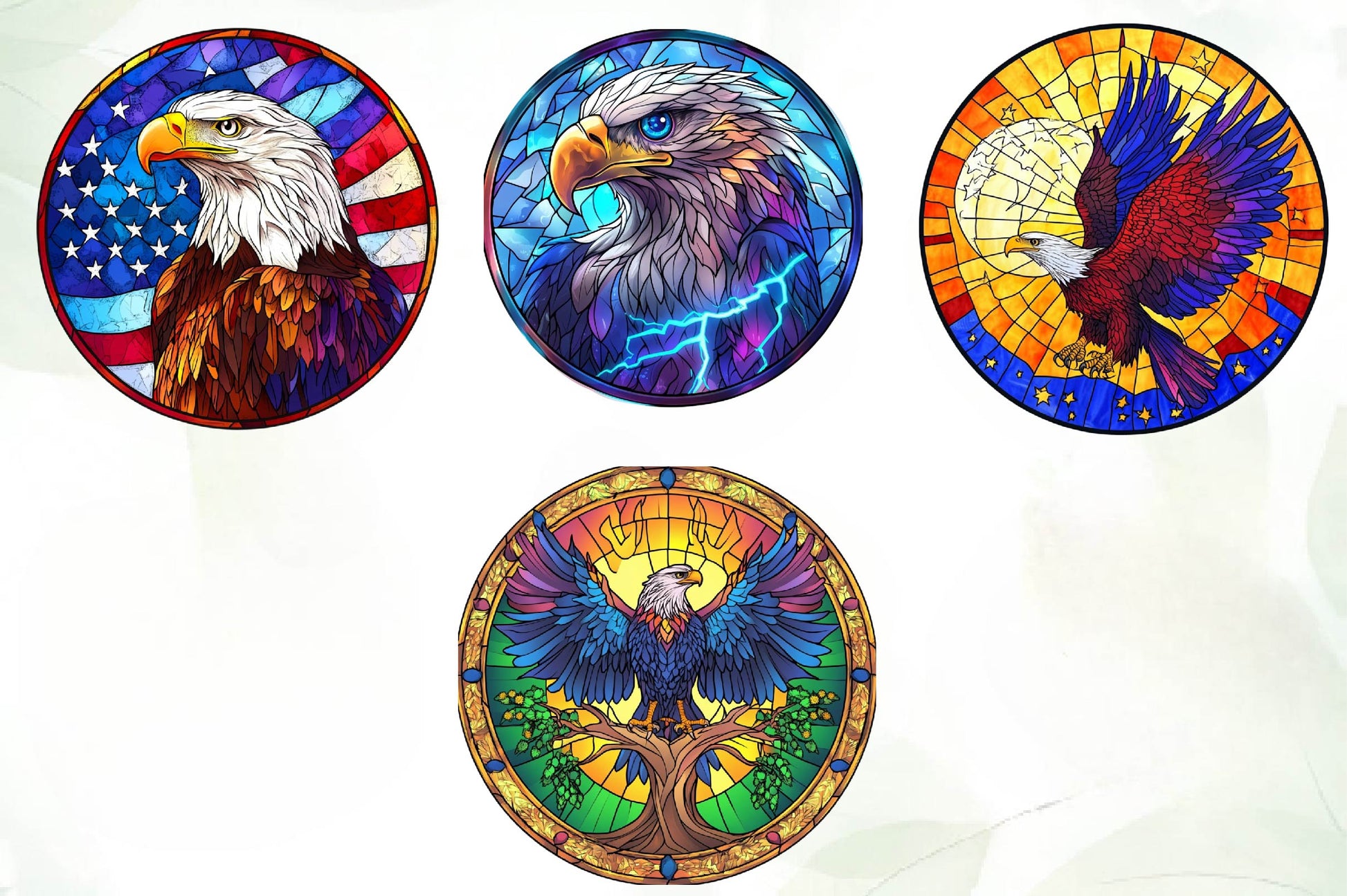 Round Stained Glass Eagle Embrace Clipart Bundle - CraftNest - Digital Crafting and Art