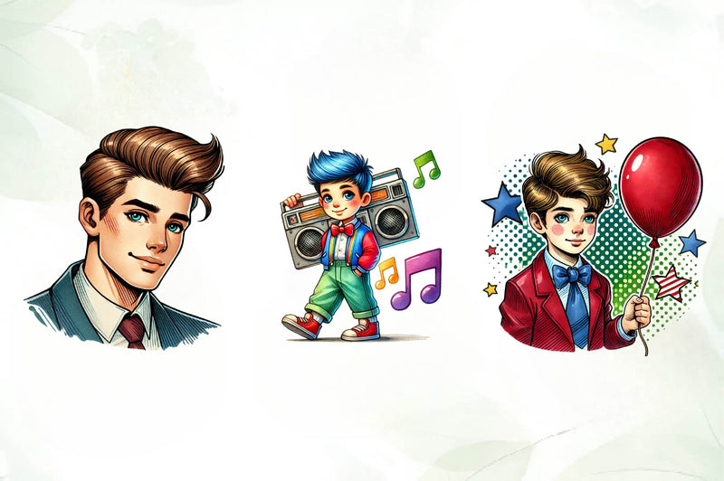 Pop Art Boy Clipart Bundle - CraftNest - Digital Crafting and Art