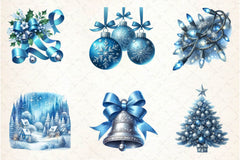 Blue And Silver Christmas Clipart Bundle - CraftNest - Digital Crafting and Art