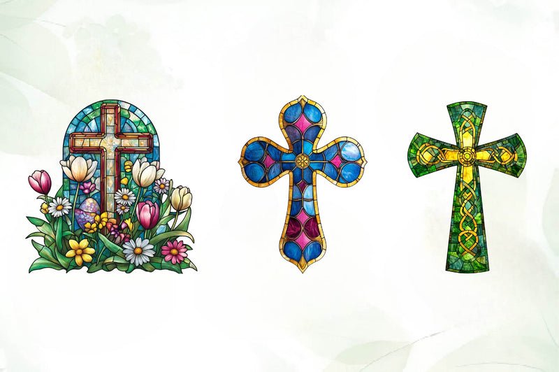 Stained Glass Easter Crosses Clipart Bundle - CraftNest - Digital Crafting and Art