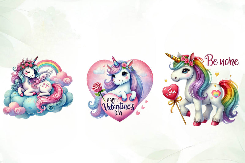 Cute Valentines Day Unicorn Clipart Bundle - CraftNest - Digital Crafting and Art