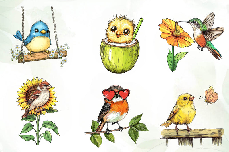 Summer Baby Bird Clipart Bundle - CraftNest - Digital Crafting and Art