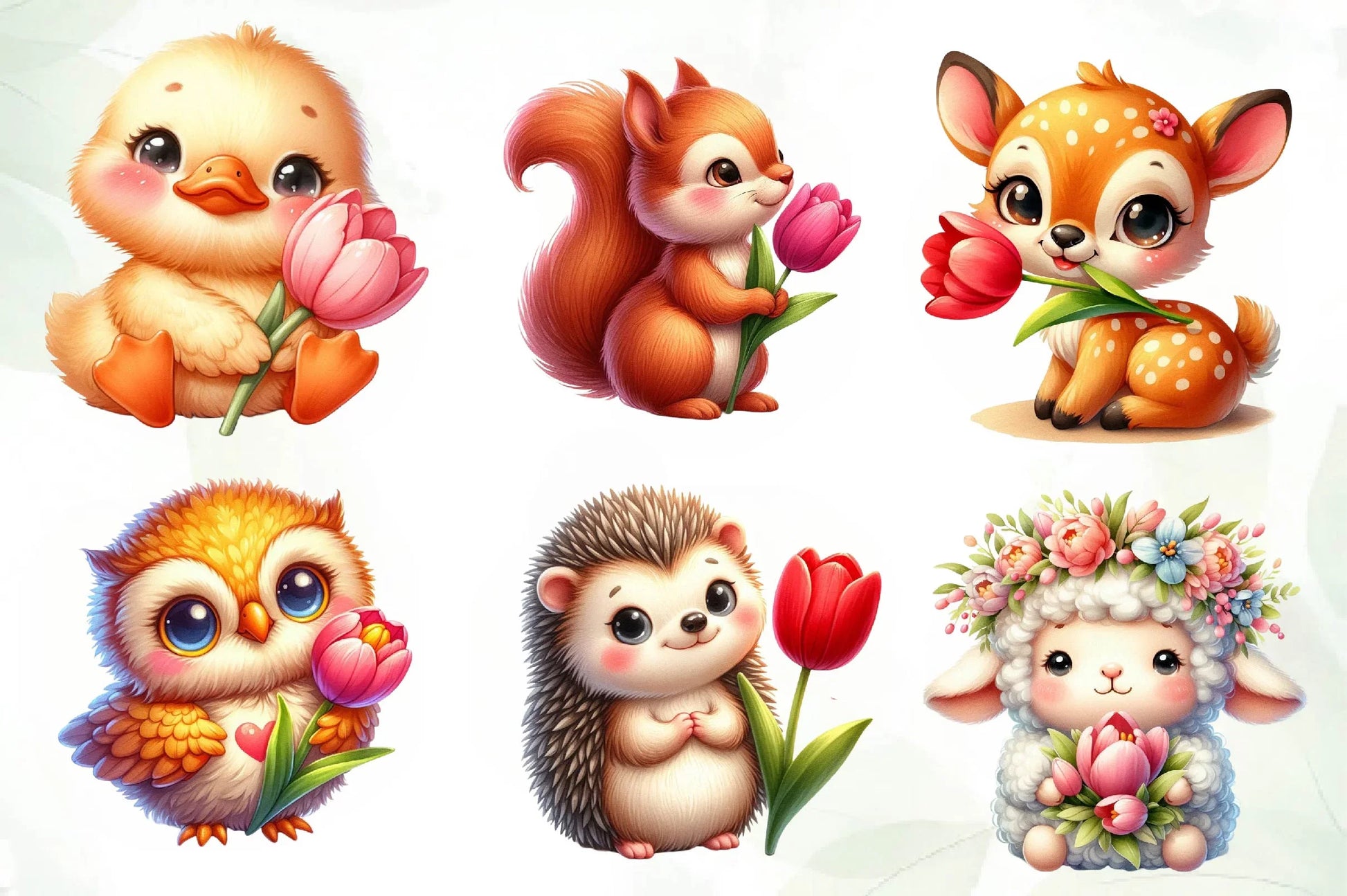 Spring Animals Tulips Flower Clipart Bundle - CraftNest - Digital Crafting and Art