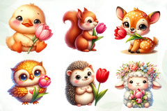 Spring Animals Tulips Flower Clipart Bundle - CraftNest - Digital Crafting and Art