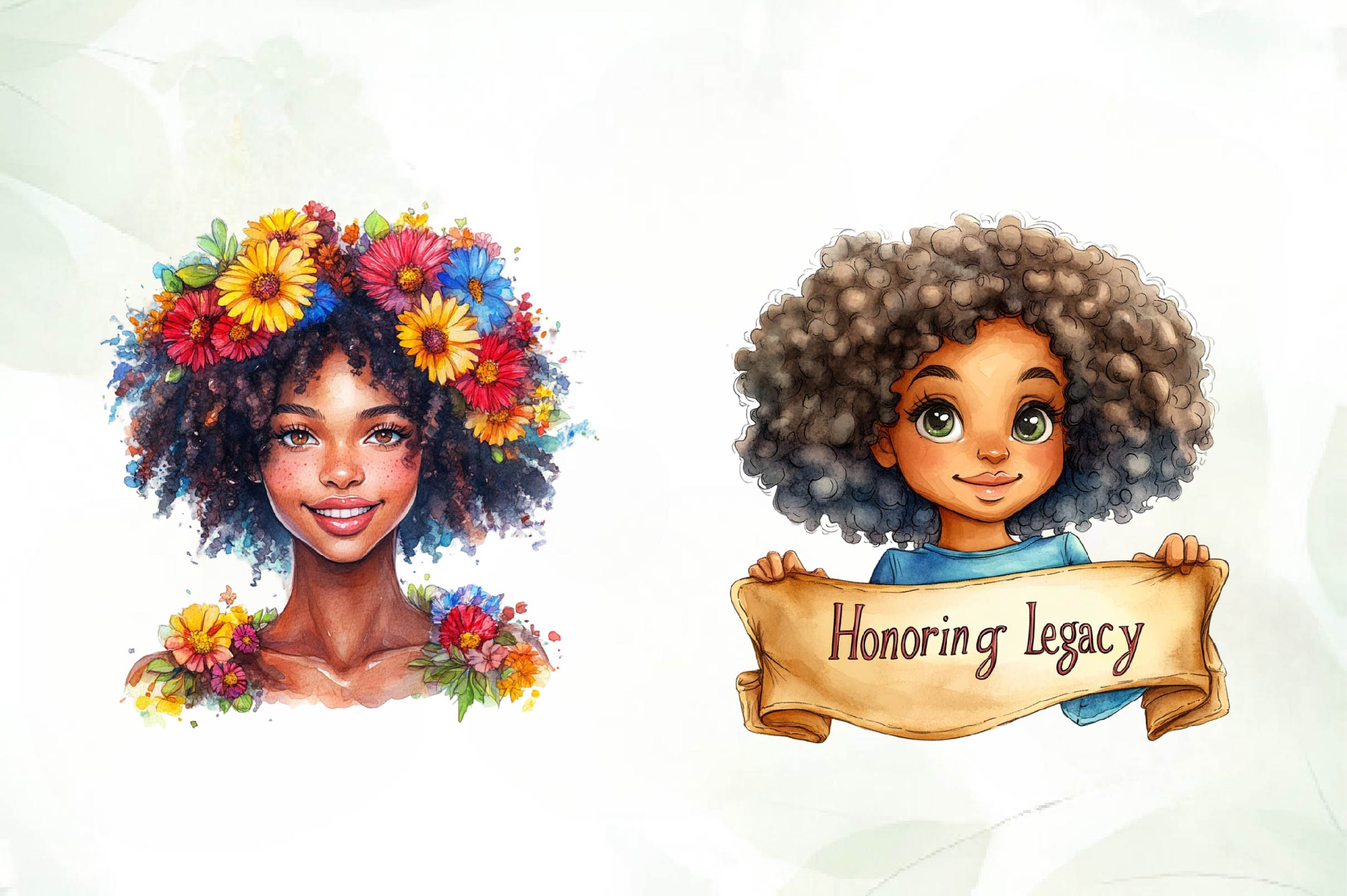 Black History Month Afro Girl Clipart Bundle 1 - CraftNest - Digital Crafting and Art