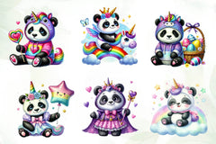 Unicorn Cute Panda Clipart Bundle - CraftNest - Digital Crafting and Art