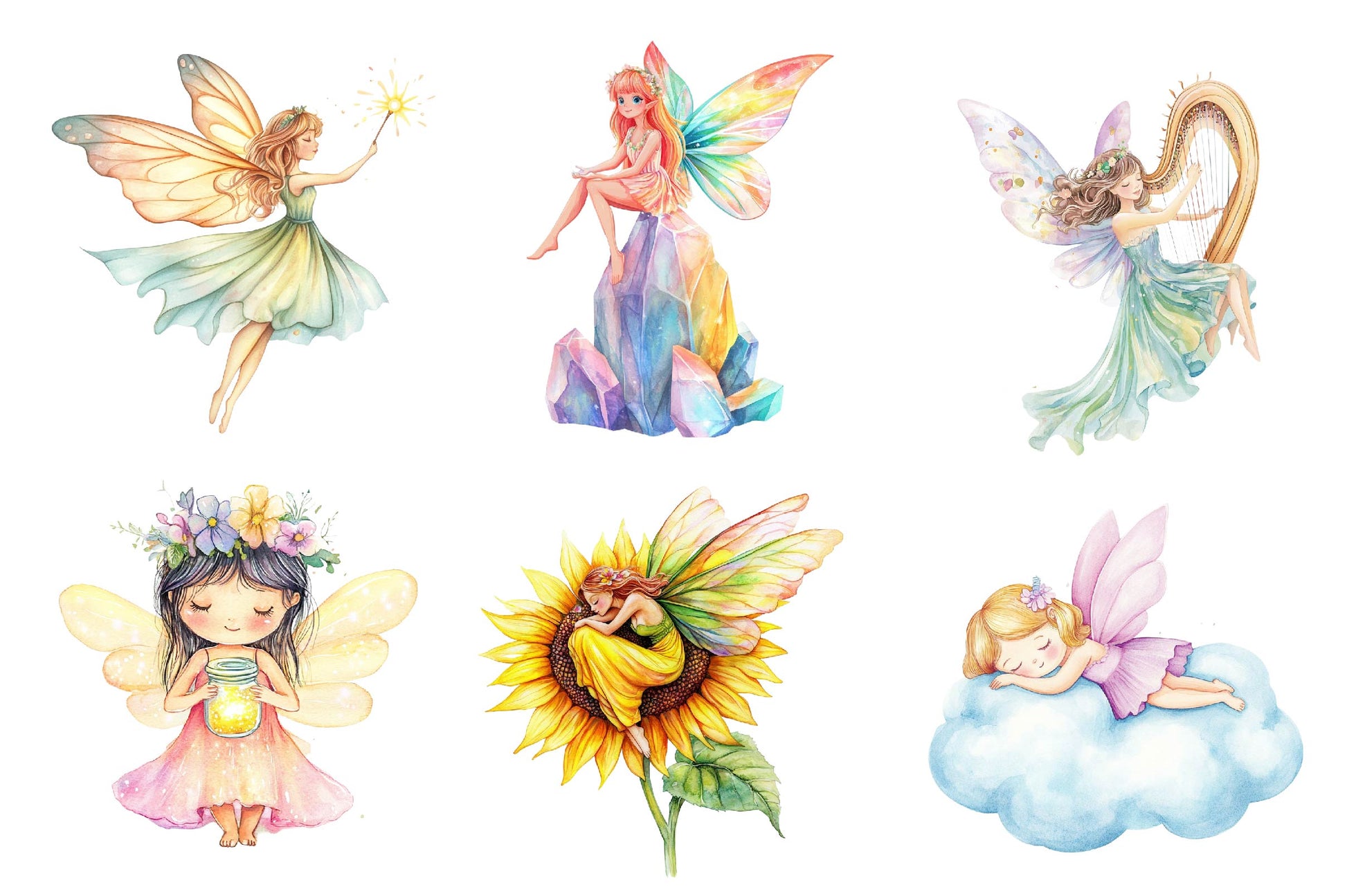 Magical Pastel Fairy Clipart Bundle - CraftNest - Digital Crafting and Art