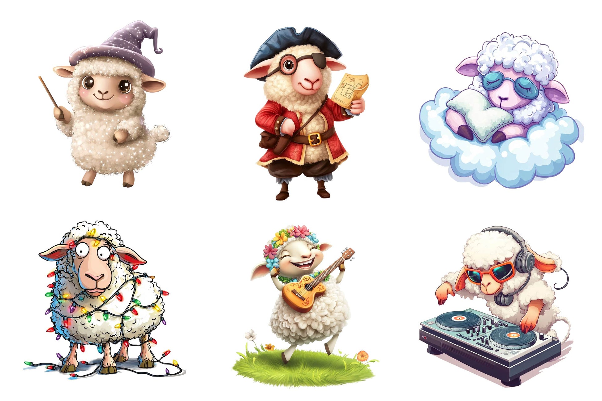 Quirky Funny Sheep Clipart Bundle - CraftNest - Digital Crafting and Art