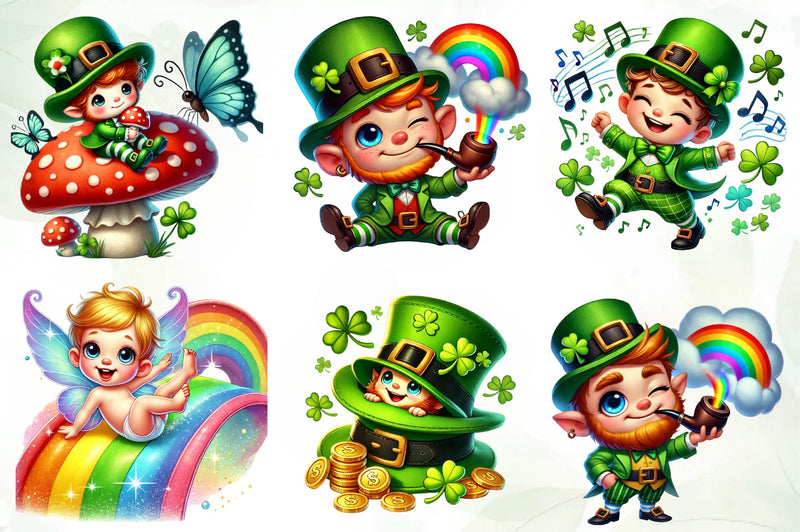 St Patricks Day Cute Leprechaun Clipart Bundle - CraftNest - Digital Crafting and Art