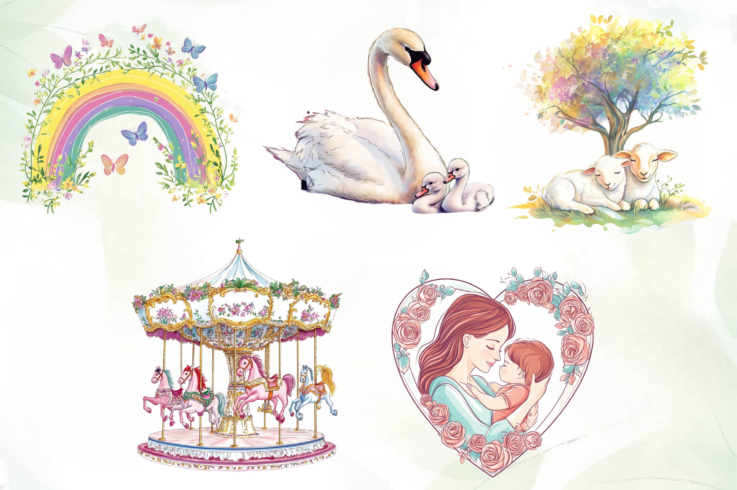 Whimsical Mothers Day Art Set Clipart Bundle - CraftNest - Digital Crafting and Art