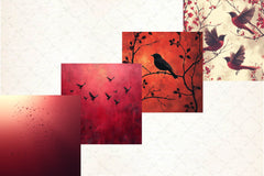 Burgundy Night Birds Backgrounds Clipart Bundle - CraftNest - Digital Crafting and Art