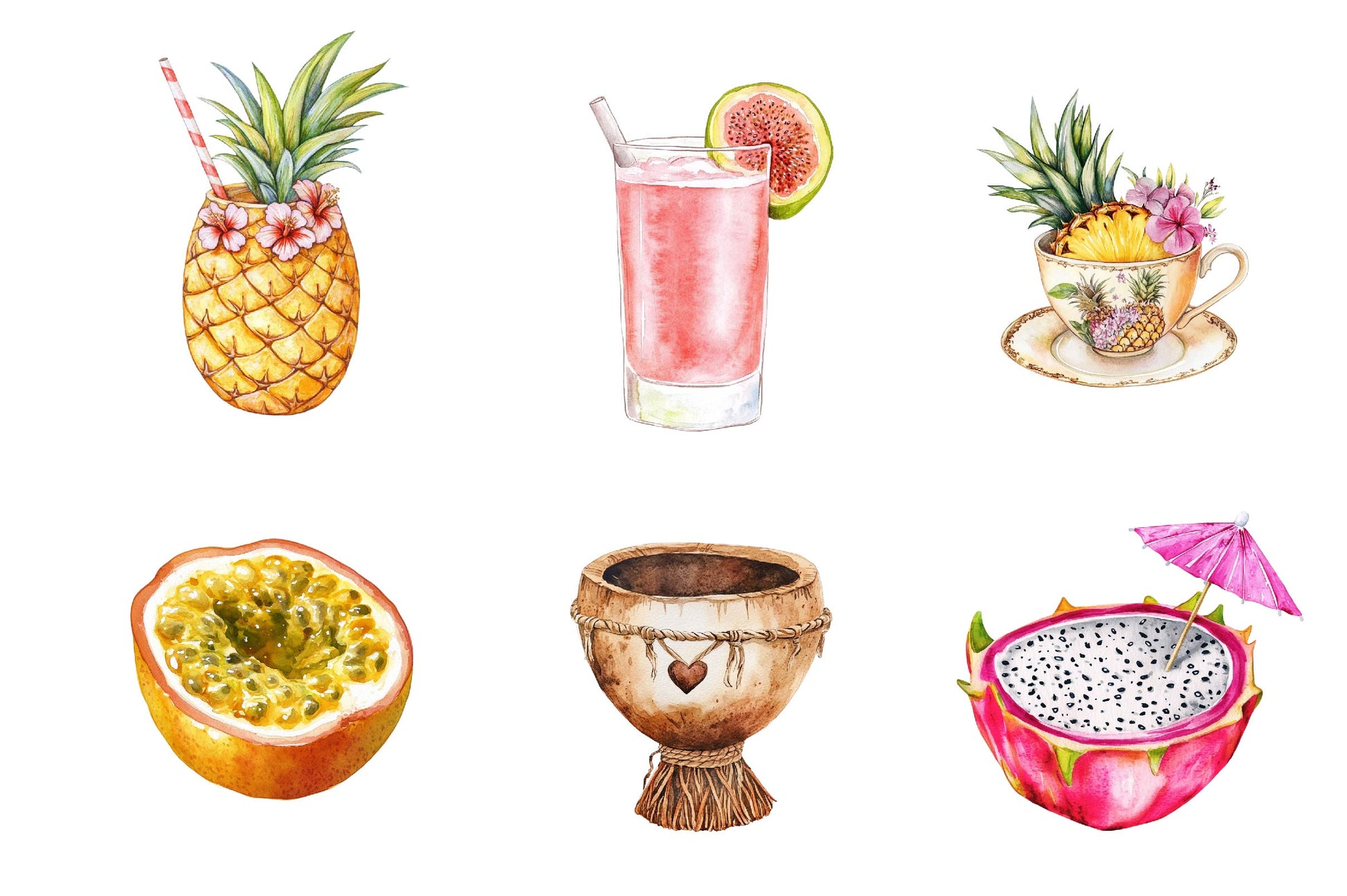 Summer Tropical Cup Clipart Bundle 1 - CraftNest - Digital Crafting and Art