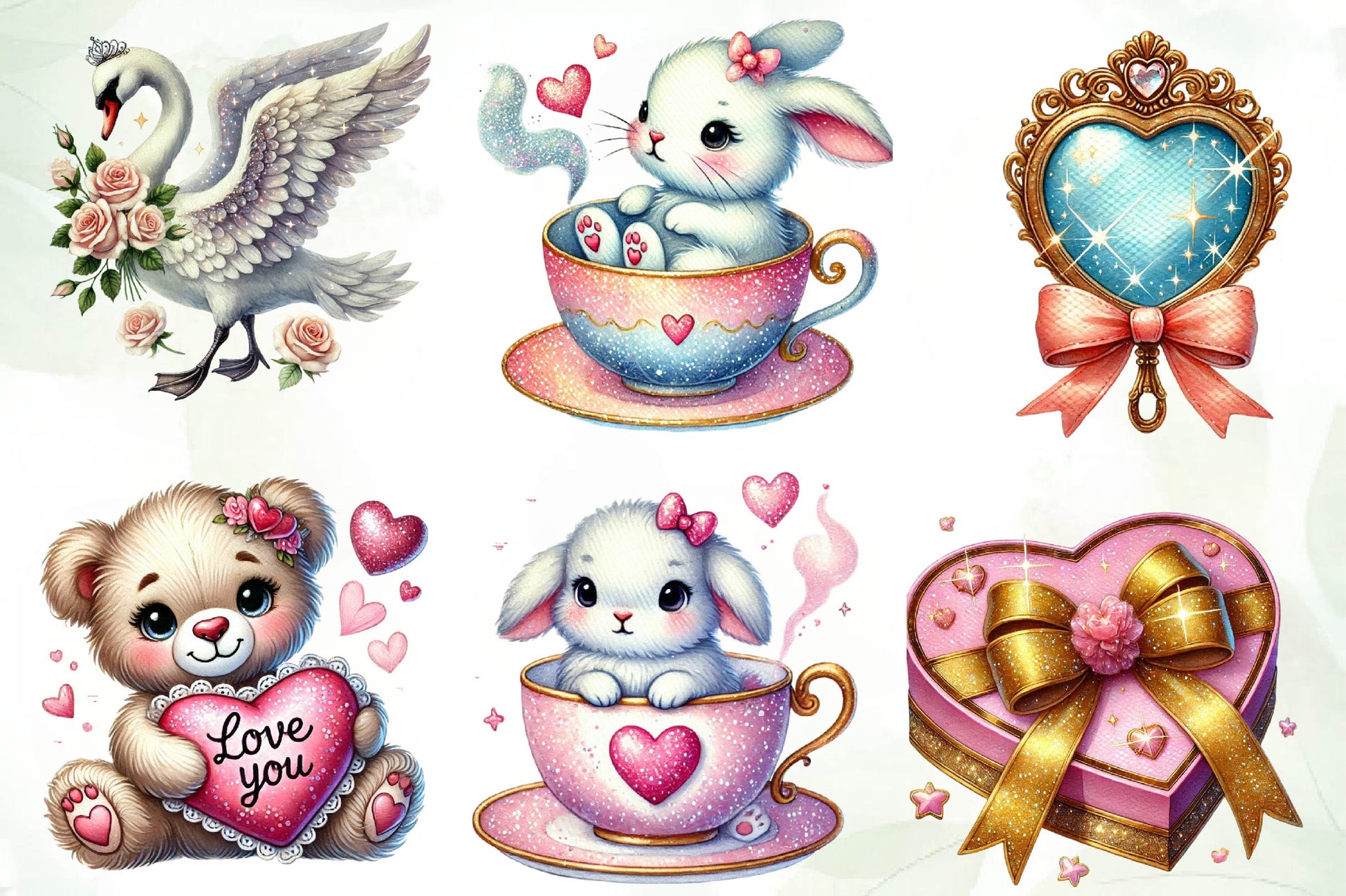 Glitter Coquette Valentines Clipart Bundle - CraftNest - Digital Crafting and Art
