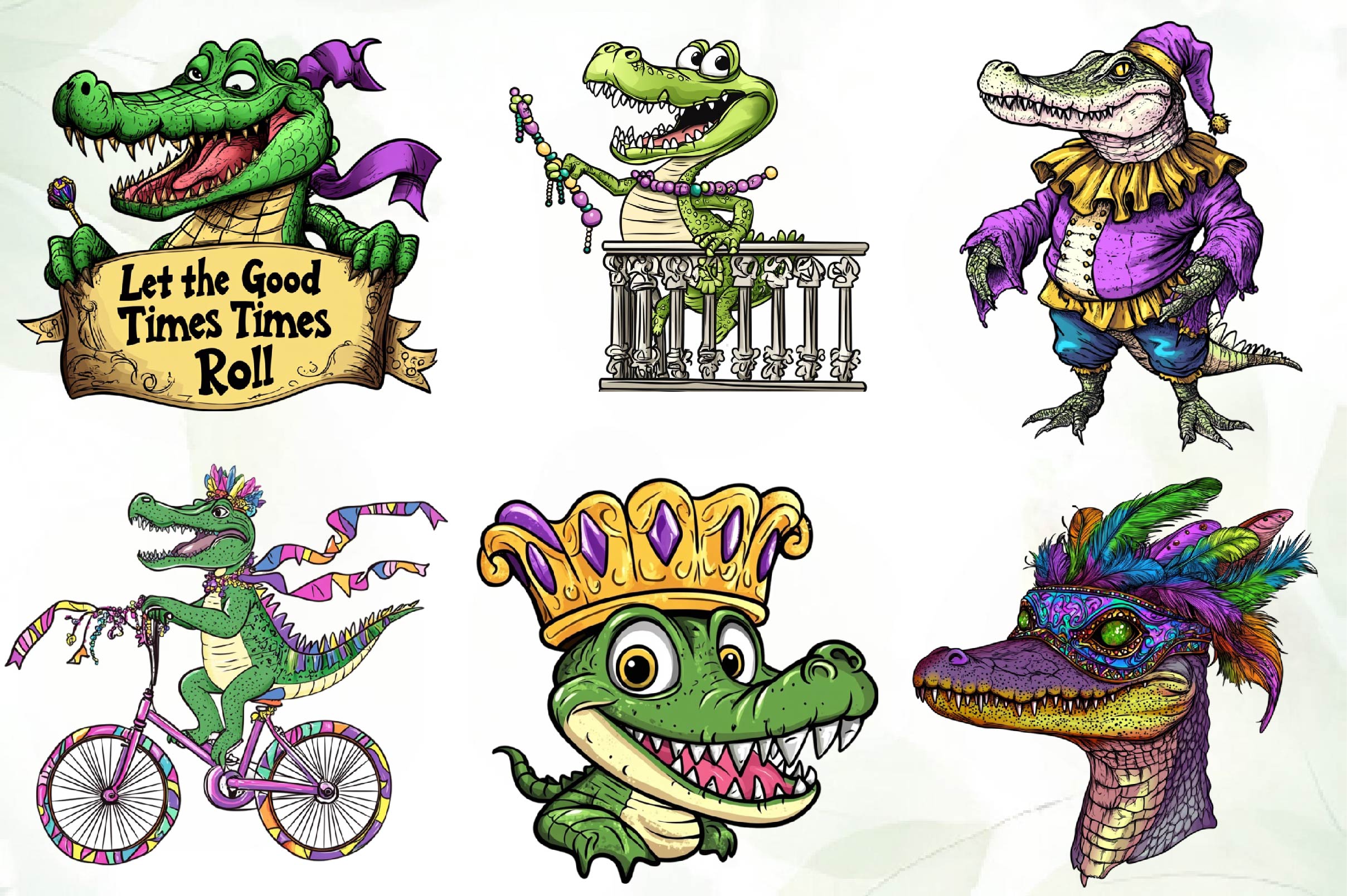 Mardi Gras Crocodile Clipart Bundle 1 - CraftNest - Digital Crafting and Art