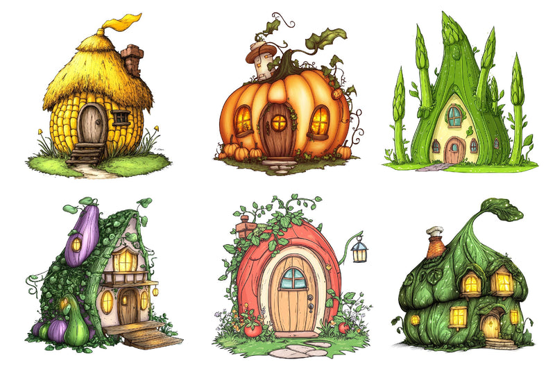 Vegetable Houses Clipart Bundle - CraftNest - Digital Crafting and Art