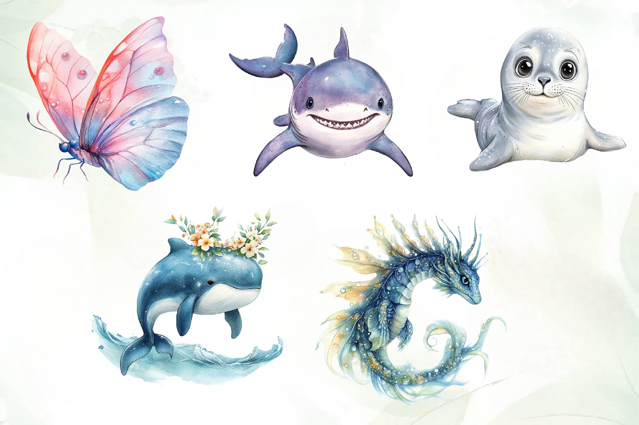 Adorable Sea Creatures Summer Clipart Bundle - CraftNest - Digital Crafting and Art