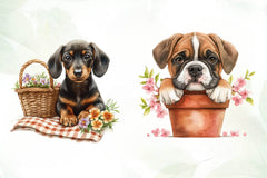 Cute Spring Puppy Clipart Bundle - CraftNest - Digital Crafting and Art