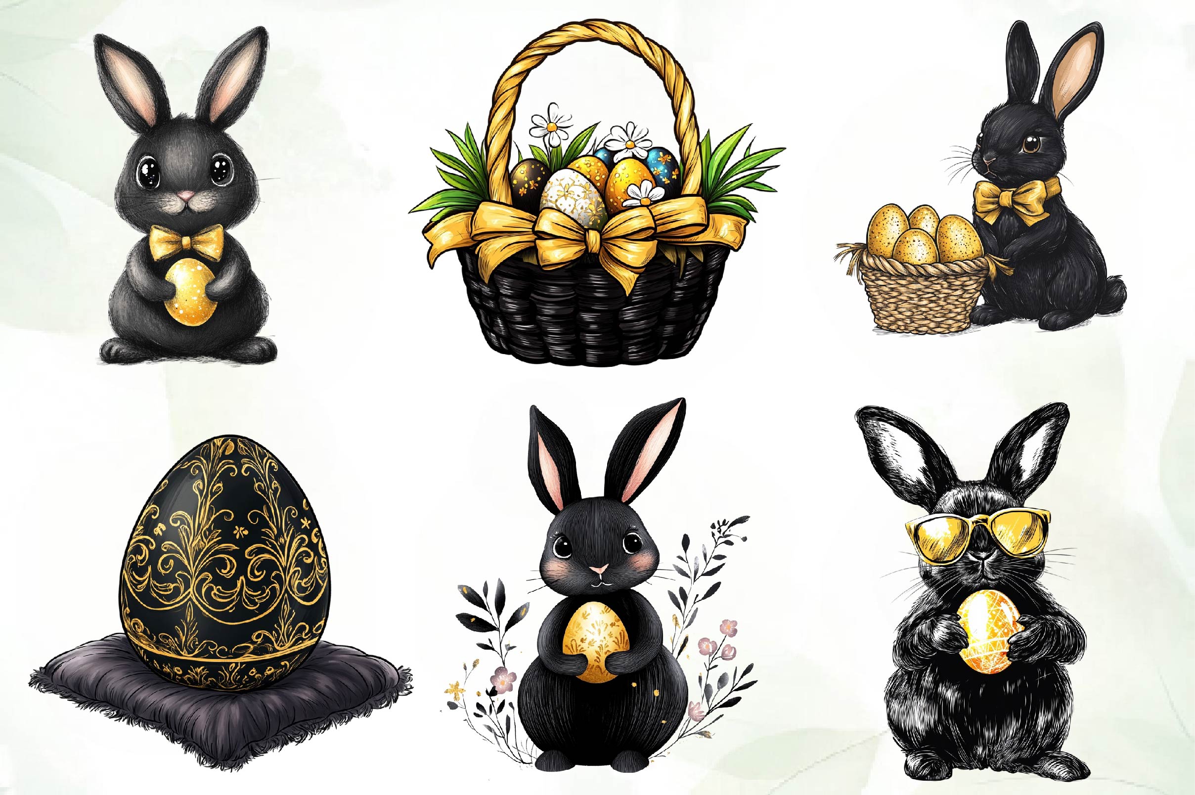 Glitter Luxury Black Easter Clipart Bundle 1 - CraftNest - Digital Crafting and Art