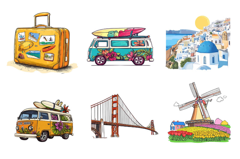 Summer Travel & Landmarks Clipart Bundle - CraftNest - Digital Crafting and Art