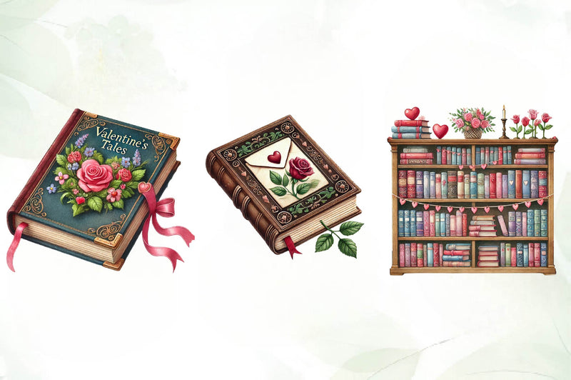 Valentine Bookish Clipart Bundle - CraftNest - Digital Crafting and Art
