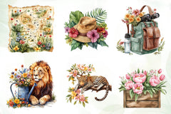 Spring Safari Time Clipart Bundle - CraftNest - Digital Crafting and Art