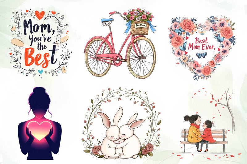 Hand Drawn Mothers Day Illustrations Clipart Bundle - CraftNest - Digital Crafting and Art