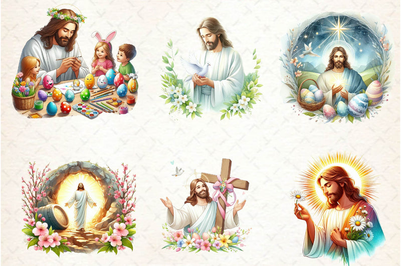 Cute Easter Jesus Clipart Bundle 1 - CraftNest - Digital Crafting and Art