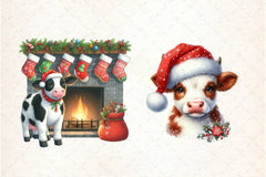 Cute Christmas Cow Clipart Bundle - CraftNest - Digital Crafting and Art