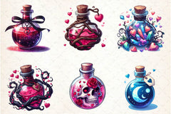Valentine Gothic Love Potions Clipart Bundle - CraftNest - Digital Crafting and Art