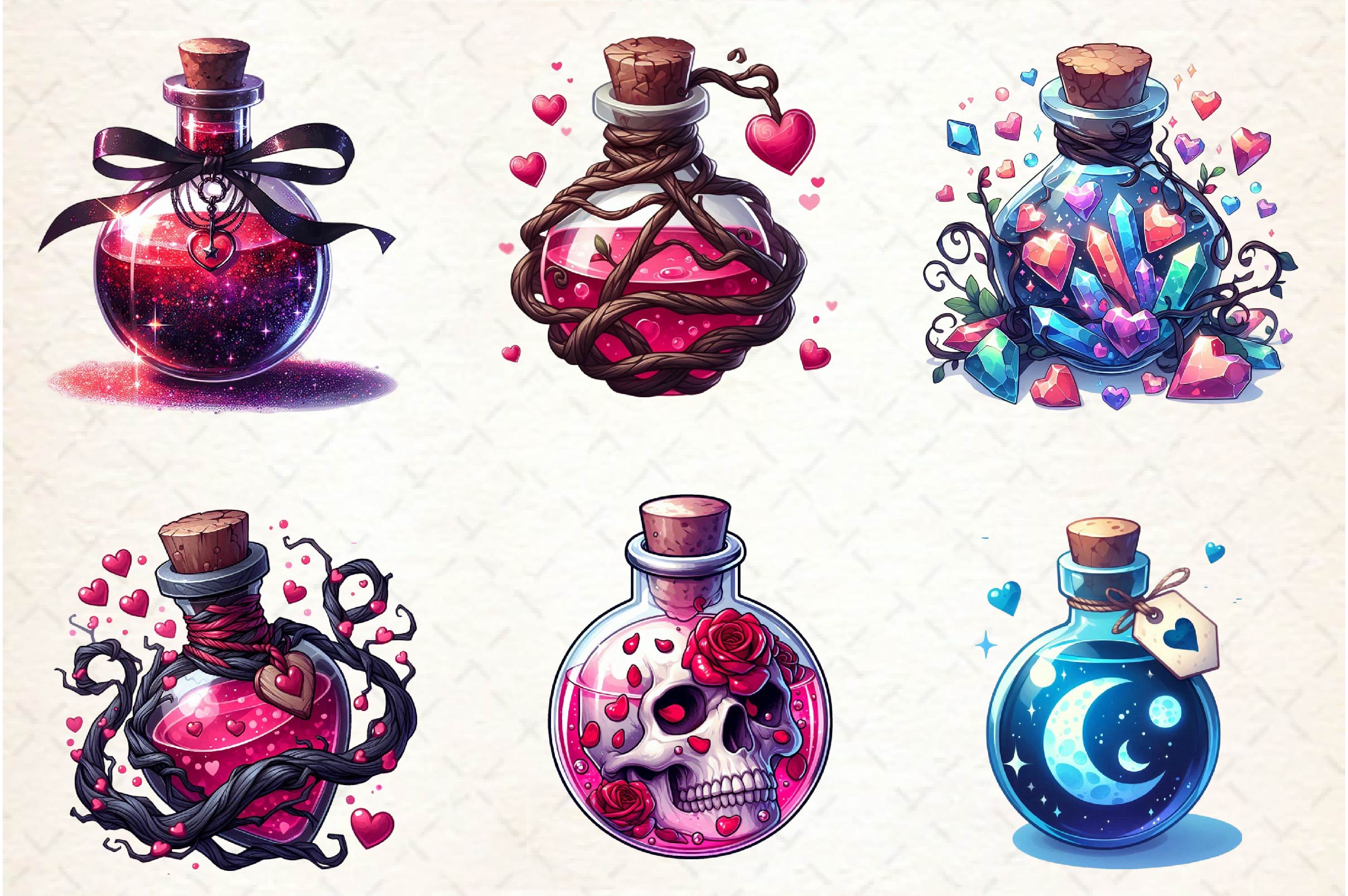 Valentine Gothic Love Potions Clipart Bundle - CraftNest - Digital Crafting and Art