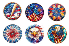 Round Stained Glass 4th Of July Clipart Bundle - CraftNest - Digital Crafting and Art