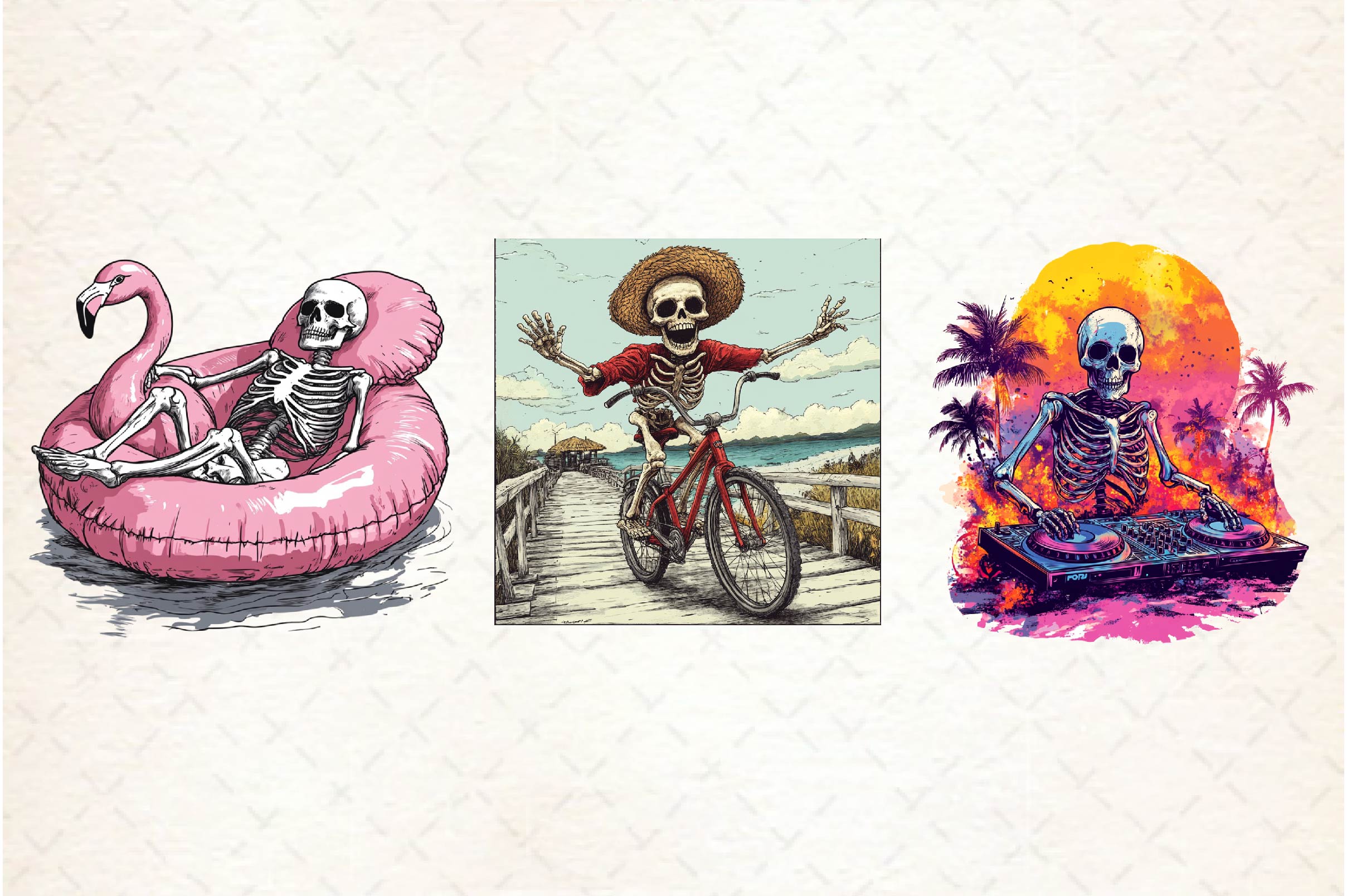 Funny Summer Skeleton Clipart Bundle - CraftNest - Digital Crafting and Art