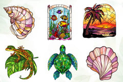 Round Stained Glass Summer Clipart Bundle 2 - CraftNest - Digital Crafting and Art