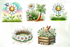 Spring Daisy Farm Clipart Bundle 1 - CraftNest - Digital Crafting and Art