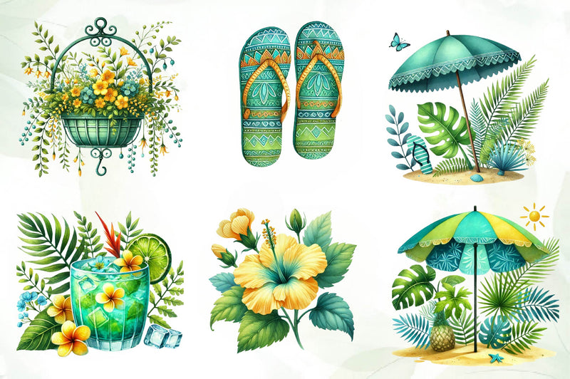 Tropical Spring Clipart Bundle 1 - CraftNest - Digital Crafting and Art
