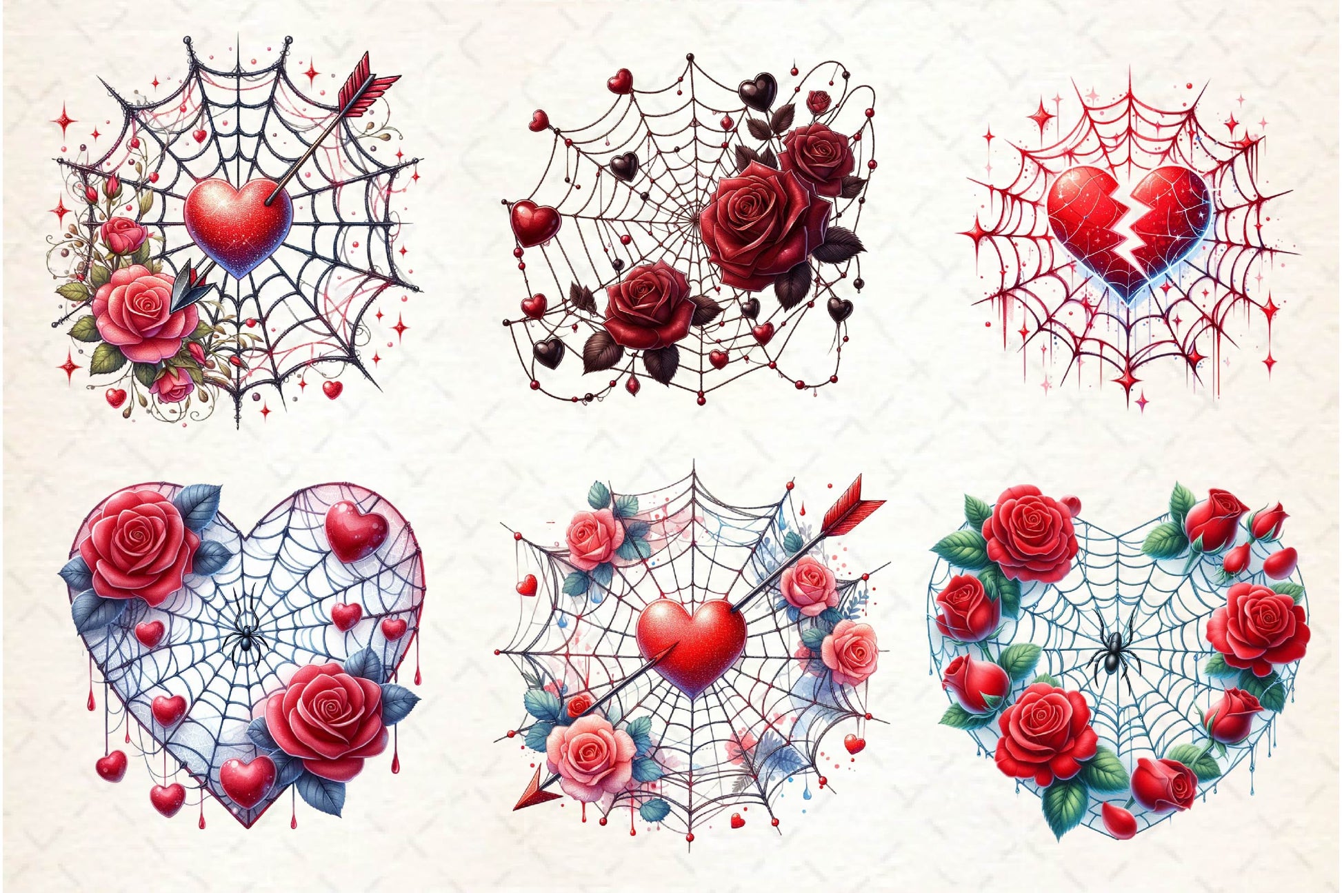 Valentine Gothic Spiderwebs Clipart Bundle - CraftNest - Digital Crafting and Art