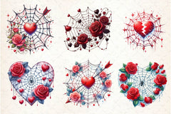 Valentine Gothic Spiderwebs Clipart Bundle - CraftNest - Digital Crafting and Art