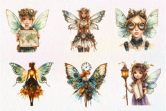 Steampunk Fairy Clipart Bundle 1 - CraftNest - Digital Crafting and Art