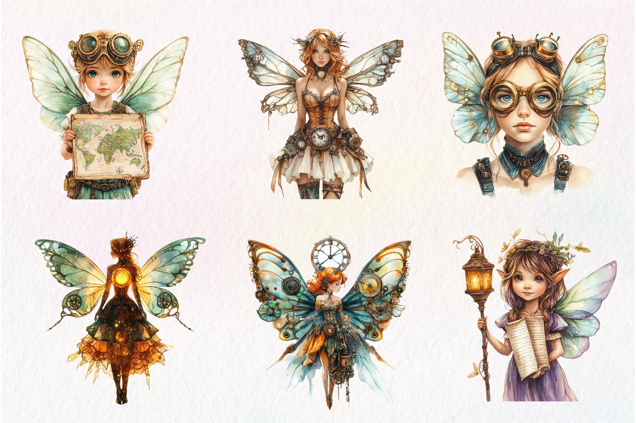 Steampunk Fairy Clipart Bundle 1 - CraftNest - Digital Crafting and Art
