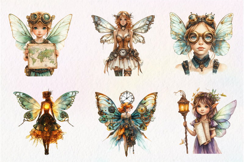 Steampunk Fairy Clipart Bundle 1 - CraftNest - Digital Crafting and Art