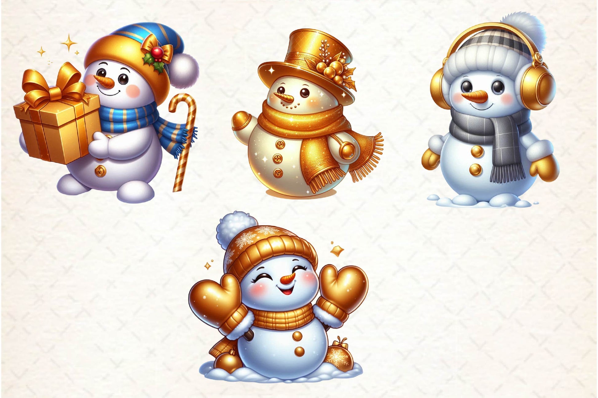 Golden Snowman Clipart Bundle - CraftNest - Digital Crafting and Art