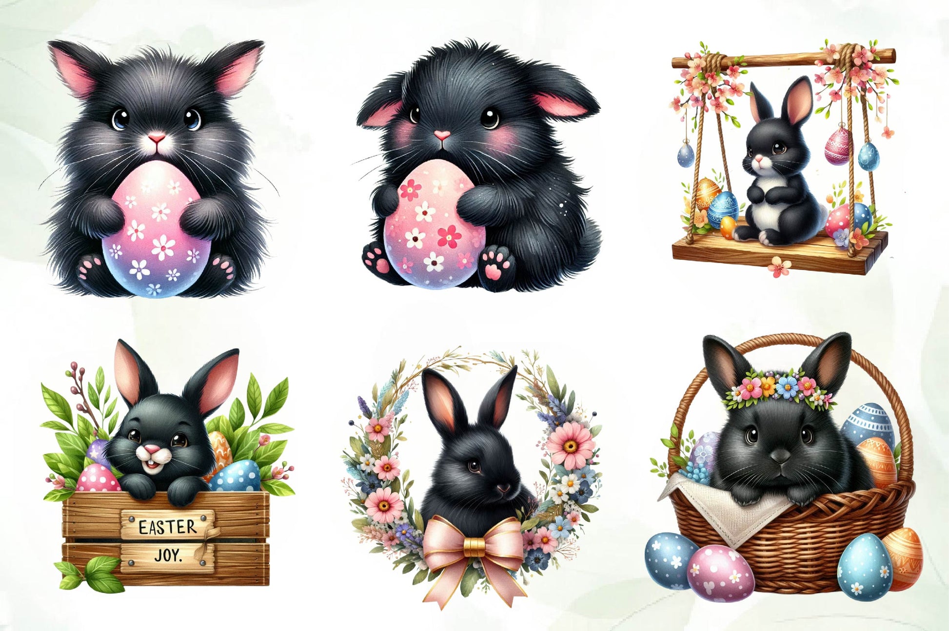 Cute Black Easter Bunny Clipart Bundle 1 - CraftNest - Digital Crafting and Art