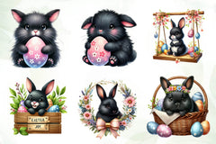 Cute Black Easter Bunny Clipart Bundle 1 - CraftNest - Digital Crafting and Art