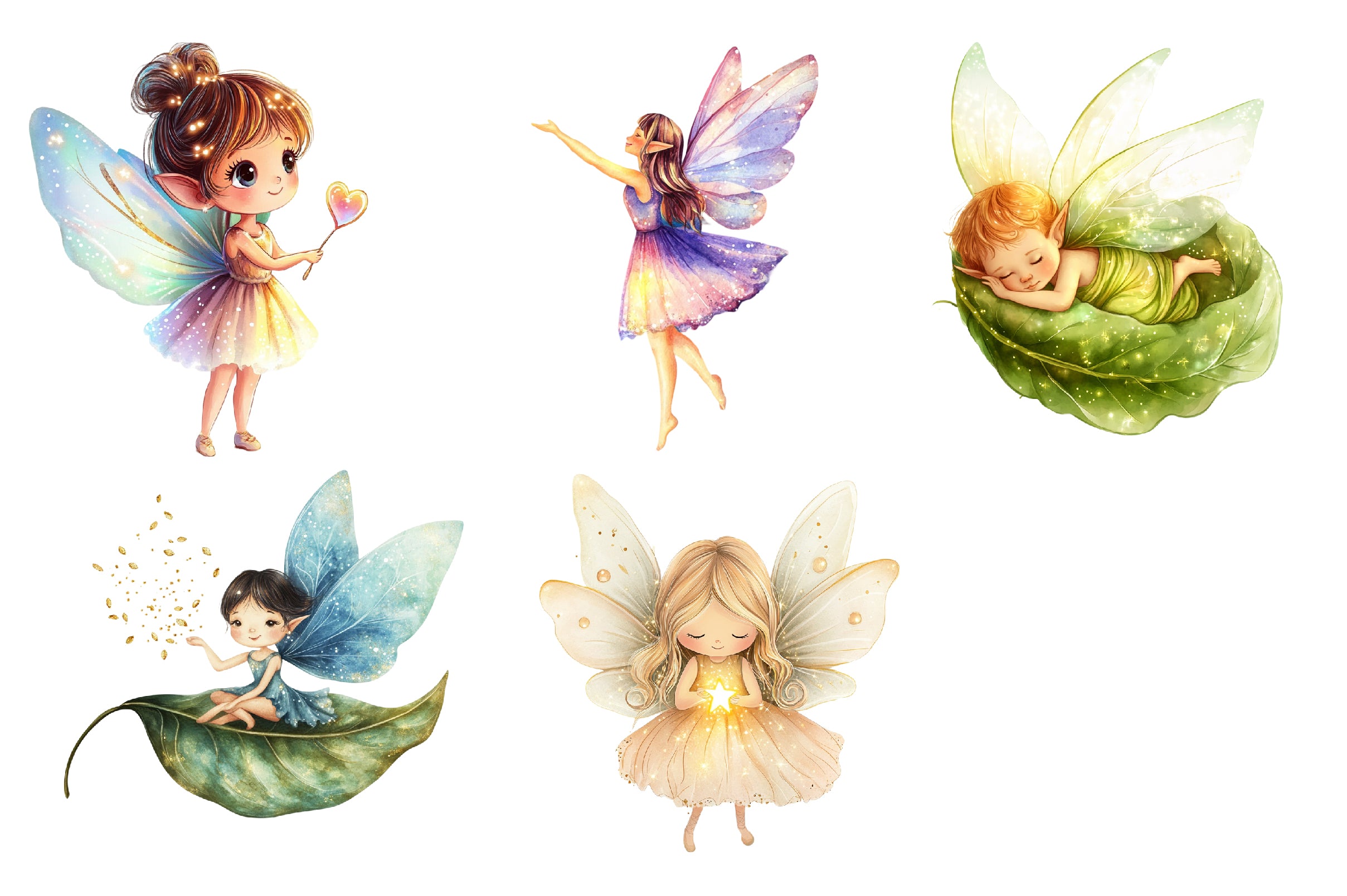 Adorable Tiny Fairy & Sparkles Clipart Bundle - CraftNest - Digital Crafting and Art