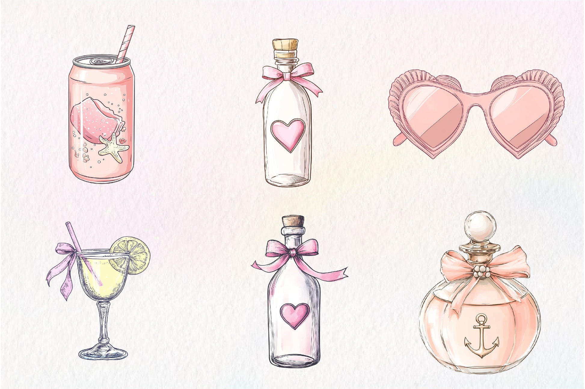 Coquette Coastal Clipart Bundle - CraftNest - Digital Crafting and Art