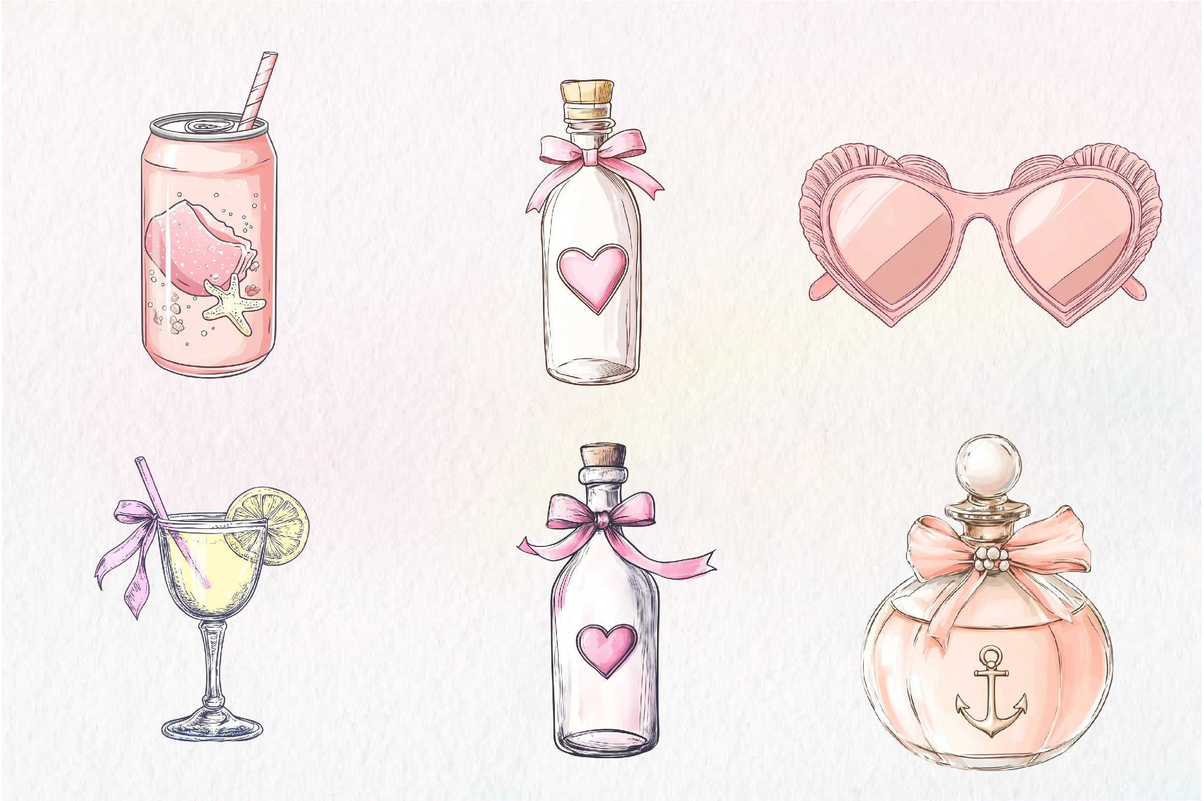 Coquette Coastal Clipart Bundle - CraftNest - Digital Crafting and Art