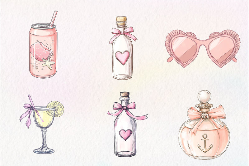 Coquette Coastal Clipart Bundle - CraftNest - Digital Crafting and Art