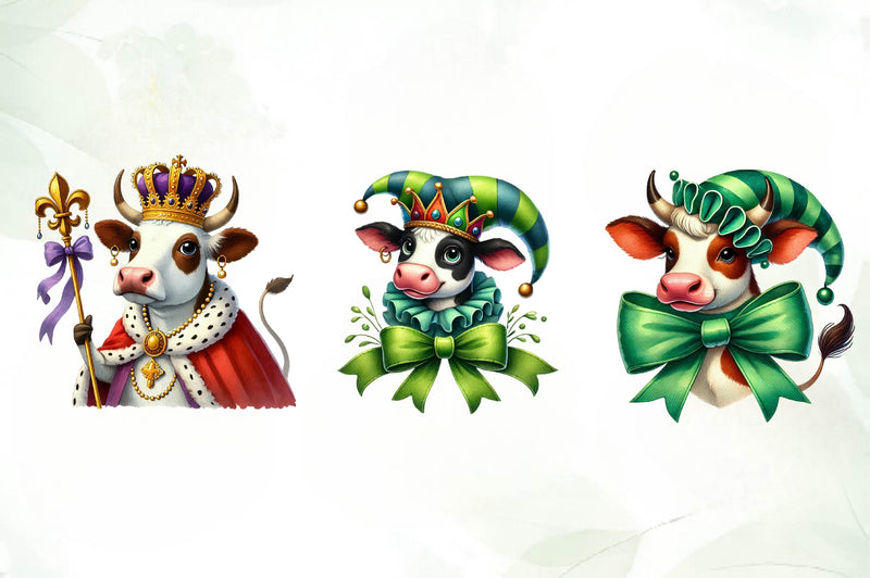 Mardi Gras Cow Clipart Bundle - CraftNest - Digital Crafting and Art