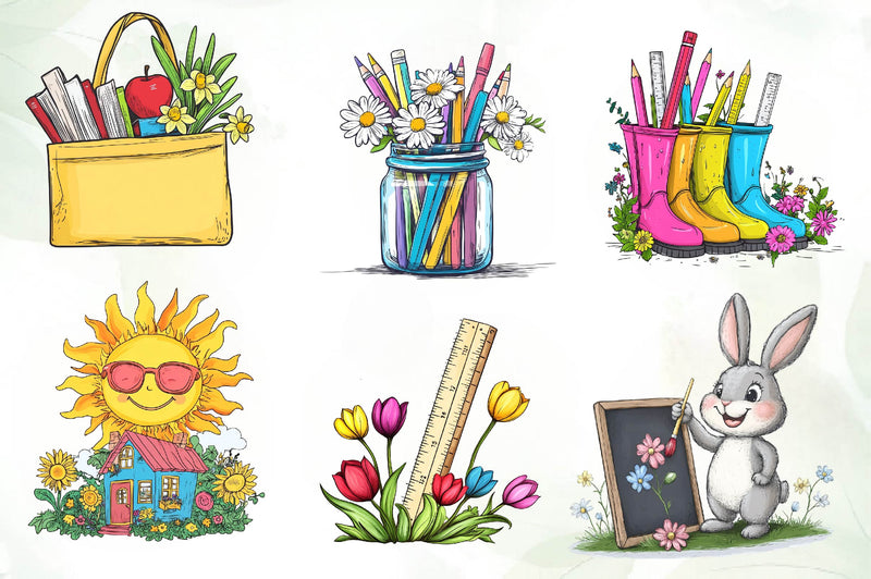 Spring Teacher School Clipart Bundle - CraftNest - Digital Crafting and Art