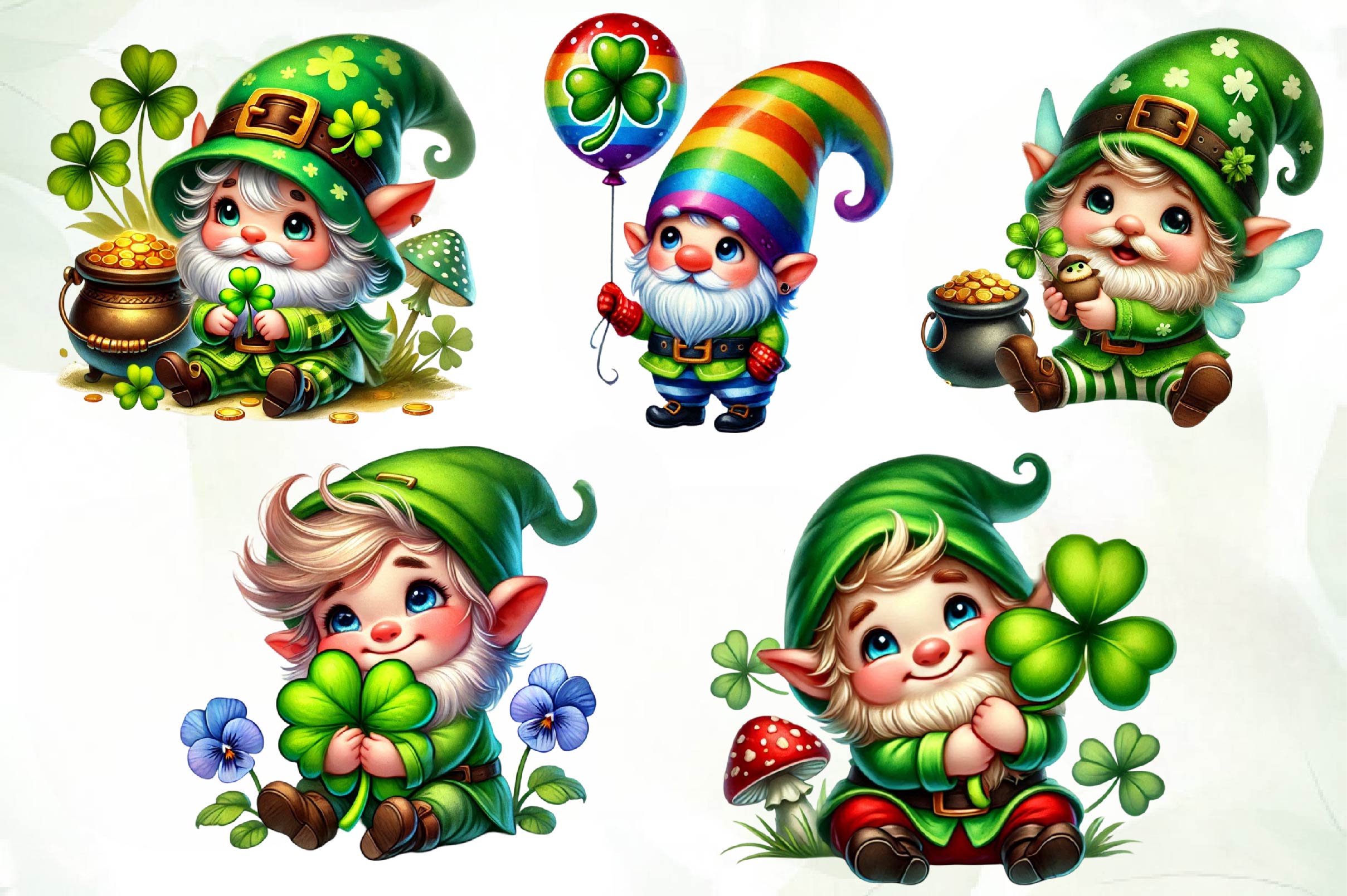St Patricks Day Cute Gnome Clipart Bundle - CraftNest - Digital Crafting and Art
